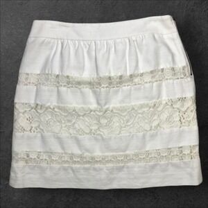 Ann Taylor LOFT Coquette Floral Lace Mini Skirt Womens 8 White Whimsical Fairy